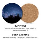 yanfind Ceramic Coasters (round) Night Starry Sky Forest Silhouette Astronomy Cosmos Family Game Intellectual Educational Game Jigsaw Puzzle Toy Set