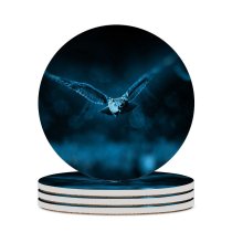 yanfind Ceramic Coasters (round) Comfreak Black Dark  Dark Moonlight Forest Bokeh Flying Family Game Intellectual Educational Game Jigsaw Puzzle Toy Set