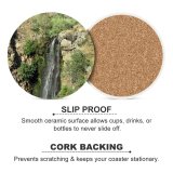 yanfind Ceramic Coasters (round) Waterfall Rainbow River Trees Fall Foliage Rocks Abstract Clean Concept Cool Drops Family Game Intellectual Educational Game Jigsaw Puzzle Toy Set