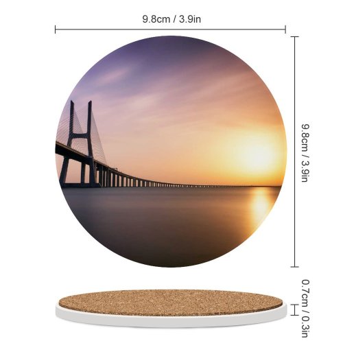 yanfind Ceramic Coasters (round) William Warby Vasco Da Gama  Lisbon Portugal Tagus River Sunrise Dawn Family Game Intellectual Educational Game Jigsaw Puzzle Toy Set