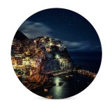 yanfind Ceramic Coasters (round) Dominic Kamp Manarola Town Cinque Terre Night Time Seascape Starry Sky Boats Family Game Intellectual Educational Game Jigsaw Puzzle Toy Set