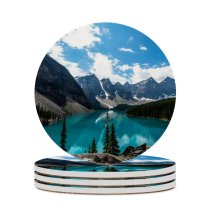 yanfind Ceramic Coasters (round) Moraine Lake  Alberta Valley Ten Peaks Banff National Park  Mountains Family Game Intellectual Educational Game Jigsaw Puzzle Toy Set