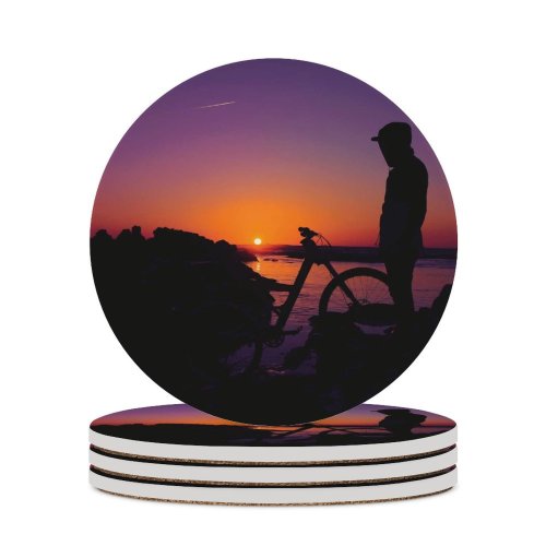 yanfind Ceramic Coasters (round) Aziz Acharki Sunset Silhouette Hoodie Evening Dusk  Horizon Alone Family Game Intellectual Educational Game Jigsaw Puzzle Toy Set