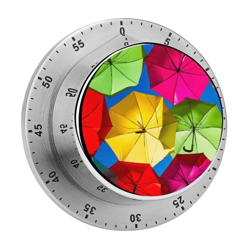 yanfind Timer Romain Guy Umbrellas Street Festival Colorful Sky Rainbow 60 Minutes Mechanical Visual Timer