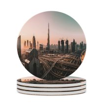 yanfind Ceramic Coasters (round) Burj Khalifa Dubai United Arab Emirates Sunrise Highway Junction Skyscrapers High Rise Family Game Intellectual Educational Game Jigsaw Puzzle Toy Set