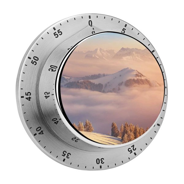 yanfind Timer Dominic Kamp Rigi Kulm Mount Rigi  Range Landscape Snow Covered Winter 60 Minutes Mechanical Visual Timer
