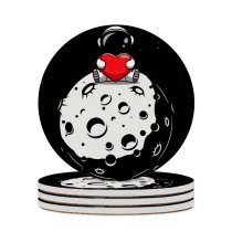 yanfind Ceramic Coasters (round) Dark Love Heart Astronaut Planet Outer Space AMOLED Cute Family Game Intellectual Educational Game Jigsaw Puzzle Toy Set