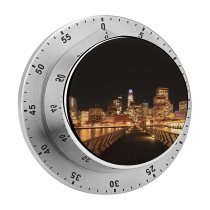 yanfind Timer Black Dark  Francisco City Cityscape Night Time City Lights Skyscrapers Waterfront 60 Minutes Mechanical Visual Timer
