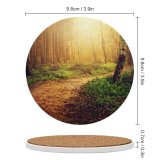 yanfind Ceramic Coasters (round) Dorothe Forest Path Sunlight Trees Woods Autumn Family Game Intellectual Educational Game Jigsaw Puzzle Toy Set