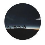 yanfind Ceramic Coasters (round) Black Dark Camels Silhouette  Dark Night Sky Family Game Intellectual Educational Game Jigsaw Puzzle Toy Set