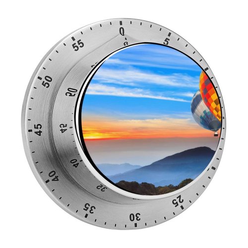yanfind Timer Anek Suwannaphoom Hot  Balloons Landscape Hills Sunrise Morning Foggy 60 Minutes Mechanical Visual Timer