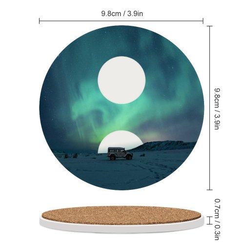 yanfind Ceramic Coasters (round) Nikolay Ivanov  Northern Lights Aurora Sky Polar Regions Family Game Intellectual Educational Game Jigsaw Puzzle Toy Set