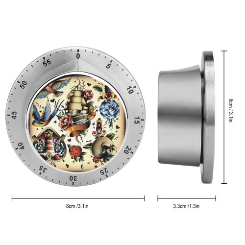 yanfind Timer Leaf Bird Sailor Sea Flower Sewing Blank Item Fashion Skull Storm Space 60 Minutes Mechanical Visual Timer