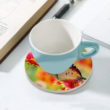 yanfind Ceramic Coasters (round) Flowers Butterfly Pollen Flower Garden Bokeh Bloom Family Game Intellectual Educational Game Jigsaw Puzzle Toy Set
