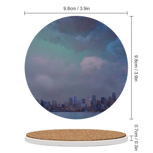 yanfind Ceramic Coasters (round) Storm Gigantic Huge Enormous Dangerous Danger Thunder Cloud Erupt Billowing Blowing Growing Family Game Intellectual Educational Game Jigsaw Puzzle Toy Set