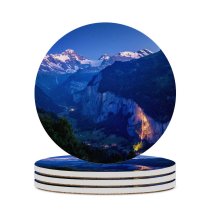 yanfind Ceramic Coasters (round) Dominic Kamp Lauterbrunnen Valley Rivendell Mountains Landscape Family Game Intellectual Educational Game Jigsaw Puzzle Toy Set