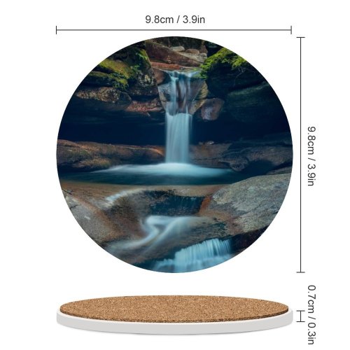 yanfind Ceramic Coasters (round) Collins Sabbaday Falls Hampshire Waterfall Mountains Evening Family Game Intellectual Educational Game Jigsaw Puzzle Toy Set