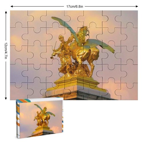 yanfind Picture Puzzle Sunset Colorful Sky Gold Clouds Horse  Muse Statue Sunrise Golden Pastel Family Game Intellectual Educational Game Jigsaw Puzzle Toy Set