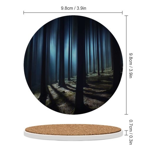 yanfind Ceramic Coasters (round) Hmetosche Dark Forest Woods Night Time Dark Tall Trees Haunted Mystery Family Game Intellectual Educational Game Jigsaw Puzzle Toy Set