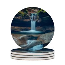 yanfind Ceramic Coasters (round) Collins Sabbaday Falls Hampshire Waterfall Mountains Evening Family Game Intellectual Educational Game Jigsaw Puzzle Toy Set