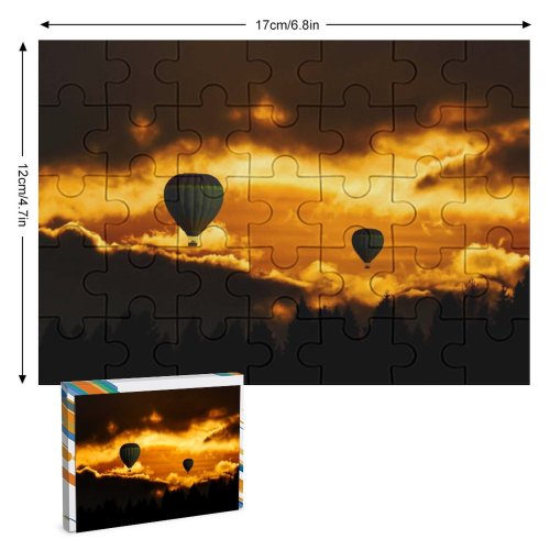 yanfind Picture Puzzle Hot  Balloons Sunset Flying Travel Vacation Dusk Adventure Dark Clouds Dark Family Game Intellectual Educational Game Jigsaw Puzzle Toy Set