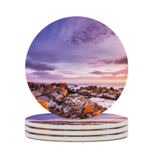yanfind Ceramic Coasters (round) Bay Fires Tasmania Australia Sunrise Rocky Coast Seascape Ocean Clouds Purple Sky Family Game Intellectual Educational Game Jigsaw Puzzle Toy Set