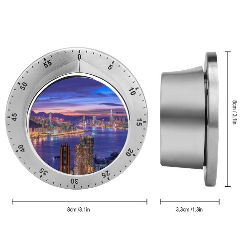 yanfind Timer Daniam Chou City Night  Cityscape Hong Kong Skyscrapers Purple Sky River 60 Minutes Mechanical Visual Timer