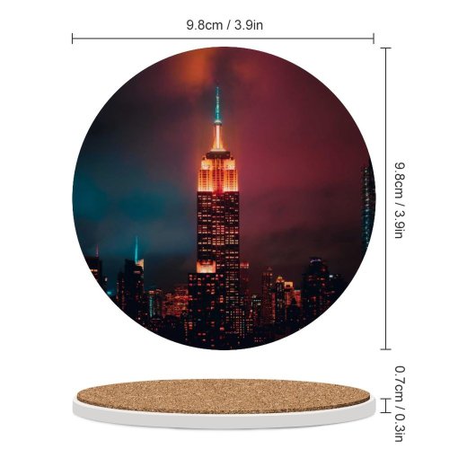 yanfind Ceramic Coasters (round) Luca Bravo Empire State Building Manhattan York City  Night Cityscape City Family Game Intellectual Educational Game Jigsaw Puzzle Toy Set