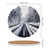 yanfind Ceramic Coasters (round) Sven Muller Winter Road Forest Snow Covered Trees Family Game Intellectual Educational Game Jigsaw Puzzle Toy Set