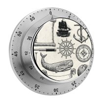 yanfind Timer Wheel Sea Oar Brigantine Sailing Travel Instrument Held Scroll Parchment Ship Telescope 60 Minutes Mechanical Visual Timer