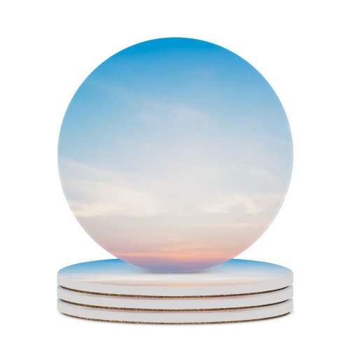 yanfind Ceramic Coasters (round) Sunrise Sky Panorama Early Morning Dawn Family Game Intellectual Educational Game Jigsaw Puzzle Toy Set