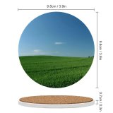 yanfind Ceramic Coasters (round) Summer Spring Field Tree Sky Landscapes Grassland Grass Natural Landscape Meadow Family Game Intellectual Educational Game Jigsaw Puzzle Toy Set