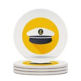 yanfind Ceramic Coasters (round) Officer Simplicity Headwear Occupation Ship Sea Garment Anchor Cruise Craft Item Nautical Family Game Intellectual Educational Game Jigsaw Puzzle Toy Set