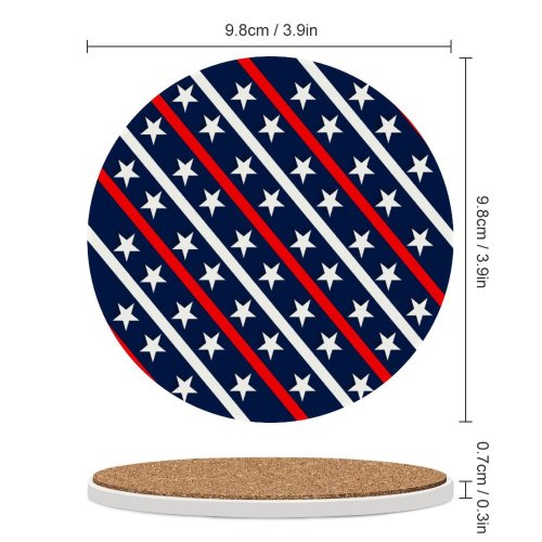 yanfind Ceramic Coasters (round) Patriotic,red,white,blue,stars,diagonal,strips,freedom,memorial,independence Day,july 4th,fourth Family Game Intellectual Educational Game Jigsaw Puzzle Toy Set