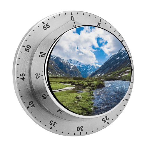 yanfind Timer Lowe Rehnberg Valley  Mountains Snow Covered Landscape  Scenery Clouds River 60 Minutes Mechanical Visual Timer