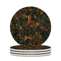 yanfind Ceramic Coasters (round) Clay Banks Autumn Trees Forest Aerial Birds  Trees Family Game Intellectual Educational Game Jigsaw Puzzle Toy Set