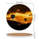 yanfind Ceramic Coasters (round) Hot  Balloons Sunset Flying Travel Vacation Dusk Adventure Dark Clouds Dark Family Game Intellectual Educational Game Jigsaw Puzzle Toy Set
