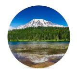 yanfind Ceramic Coasters (round) Youen California Mount Rainier National Park Washington State Landscape Lake Reflection Trees Family Game Intellectual Educational Game Jigsaw Puzzle Toy Set