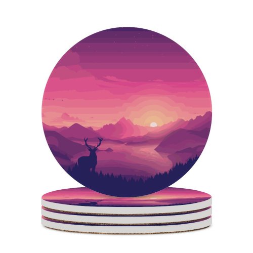yanfind Ceramic Coasters (round) Coyle Scenery Lakeside Sunset Lake Landscape Scenic Panorama Family Game Intellectual Educational Game Jigsaw Puzzle Toy Set