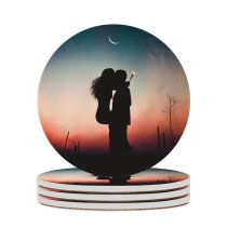 yanfind Ceramic Coasters (round) Luizclas Love Couple Romantic Kiss Silhouette Sunset Pair Together Romance First Sparklers Family Game Intellectual Educational Game Jigsaw Puzzle Toy Set