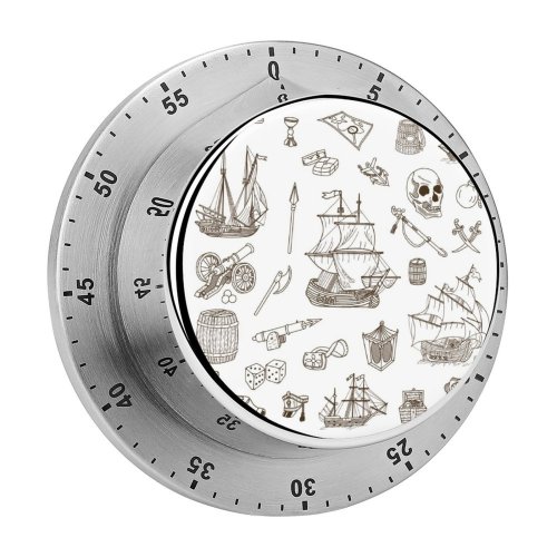 yanfind Timer Knot Wine Rope Sea Treasure Sailboat Sack Sailing Border Chest Skull Cask 60 Minutes Mechanical Visual Timer