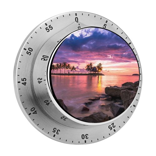 yanfind Timer Tanjung Aru Resort Kota Kinabalu Malaysia Sunset Seascape Palm Trees Landscape Rocky 60 Minutes Mechanical Visual Timer