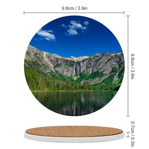 yanfind Ceramic Coasters (round) Youen California Avalanche Lake Montana USA  National Park Landscape  Range Family Game Intellectual Educational Game Jigsaw Puzzle Toy Set