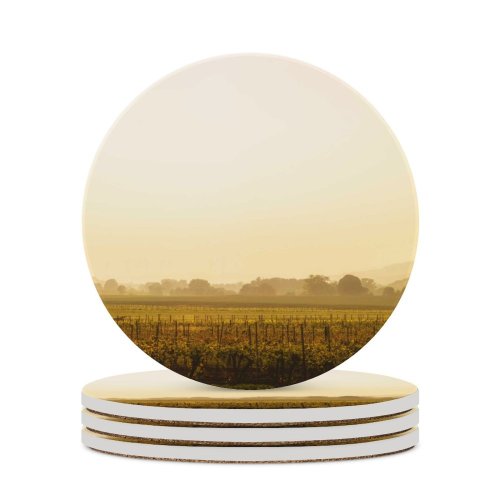 yanfind Ceramic Coasters (round) Golden Images  Land Fog Spring Vineyard Vineyards Landscape Hills Outdoors Tree Family Game Intellectual Educational Game Jigsaw Puzzle Toy Set