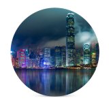yanfind Ceramic Coasters (round) Serey Kim Hong Kong City Reflection Skyscrapers  Architecture Cityscape Night Lights Family Game Intellectual Educational Game Jigsaw Puzzle Toy Set