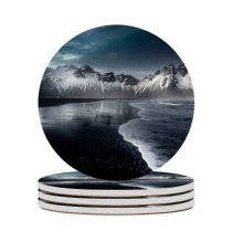 yanfind Ceramic Coasters (round) Vestrahorn  Stokksnes Beach Icelandic Coast Snow Covered Evening Dark Mountains Iceland Family Game Intellectual Educational Game Jigsaw Puzzle Toy Set
