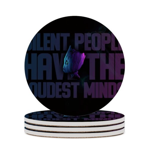 yanfind Ceramic Coasters (round) Black Dark Quotes Baby Groot Silent Have Loudest Minds Popular Quotes Dark Family Game Intellectual Educational Game Jigsaw Puzzle Toy Set