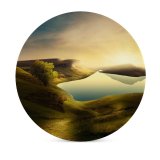 yanfind Ceramic Coasters (round) Dorothe Landscape Sunset Mountains Lake Reflection Clear Sky Family Game Intellectual Educational Game Jigsaw Puzzle Toy Set