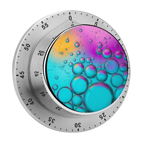 yanfind Timer Bruno Bosse Abstract Bubbles Spectrum Colorful  Turquoise 60 Minutes Mechanical Visual Timer