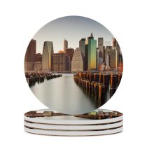 yanfind Ceramic Coasters (round) York City Skyscrapers Cityscape Sunset Evening Family Game Intellectual Educational Game Jigsaw Puzzle Toy Set